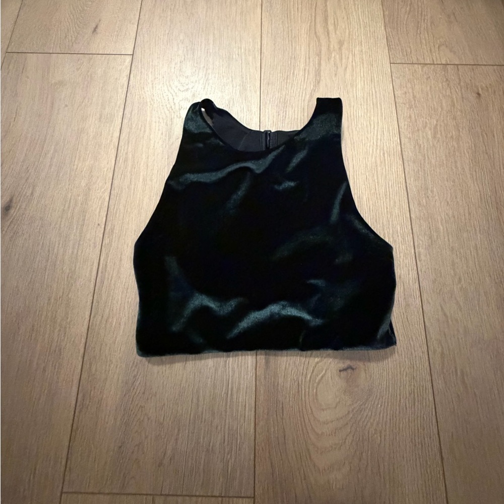 VICTORIA’S SECRET DARK GREEN VELVET HALTER NECK BRALETTE